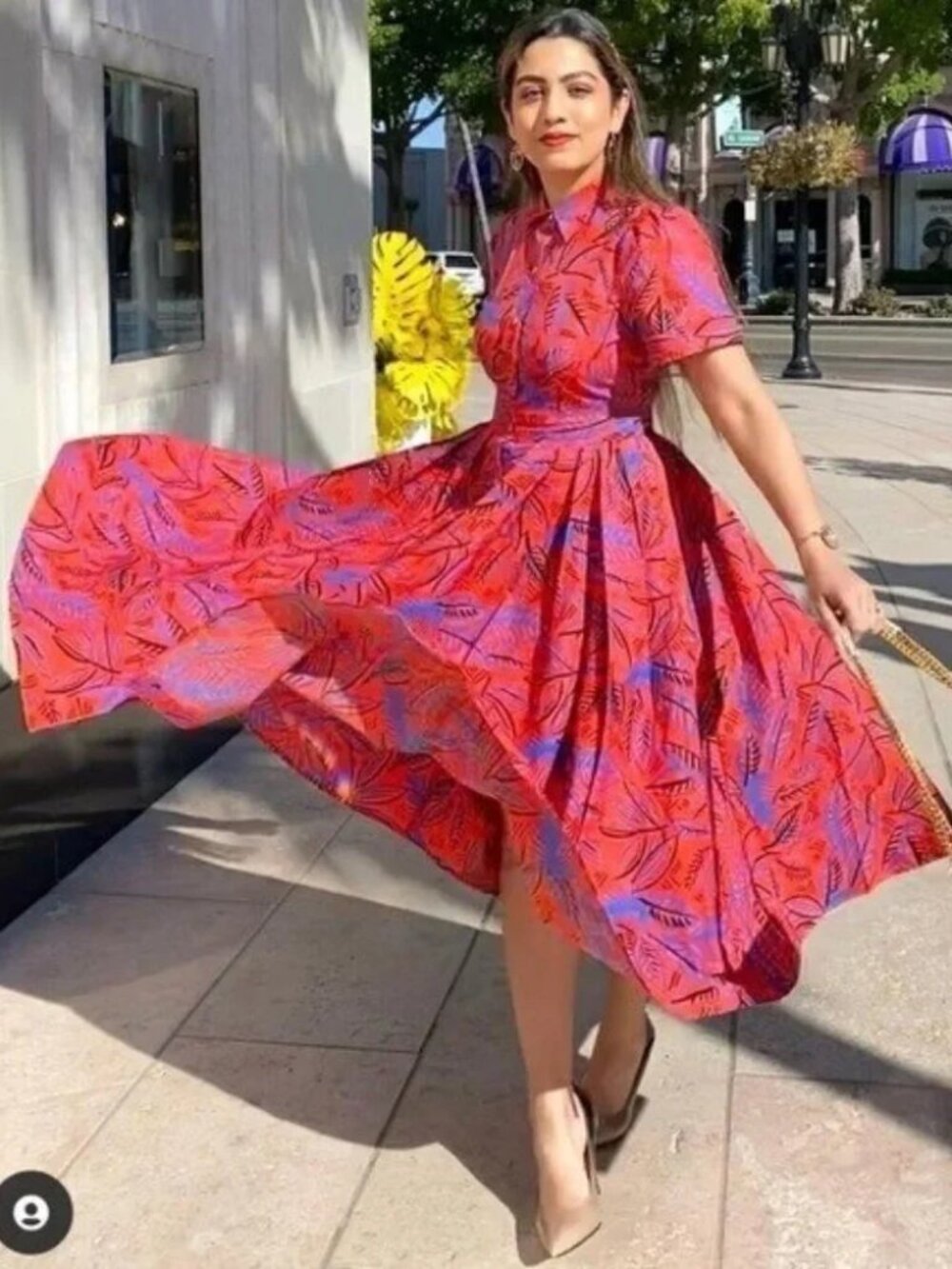 Alexis x Target Vintage Style Tropical Leaf Shirt Dress Size Medium